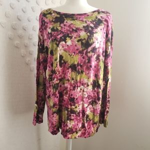 J. Jill Floral Boat Neck Longsleeve Sweater